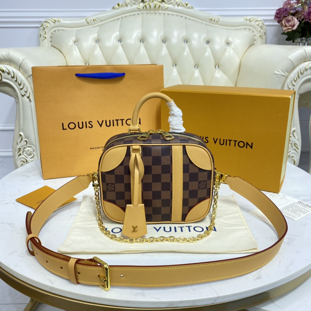 Louis Vuitton VALISETTE SOUPLE BB Handbag Damier Ebene N50065 Natural Beige